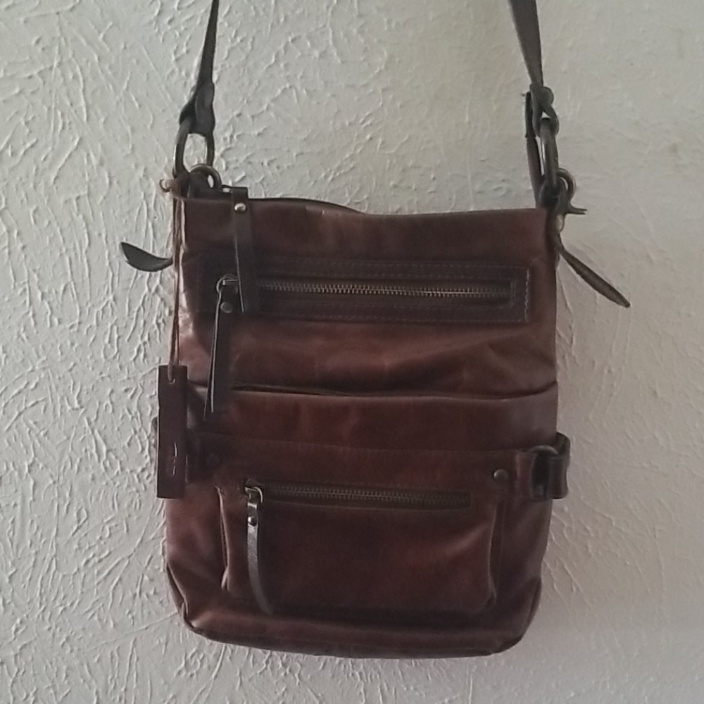 Tano Brown Leather Crossbody Handbag